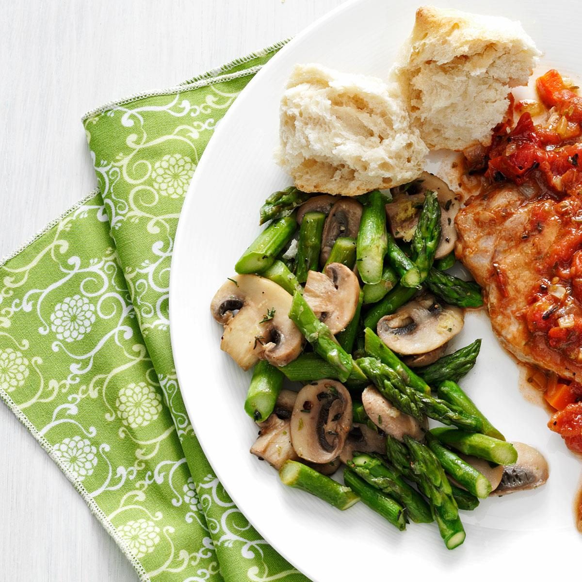 Asparagus and Mushrooms in Lemon-Thyme Butter