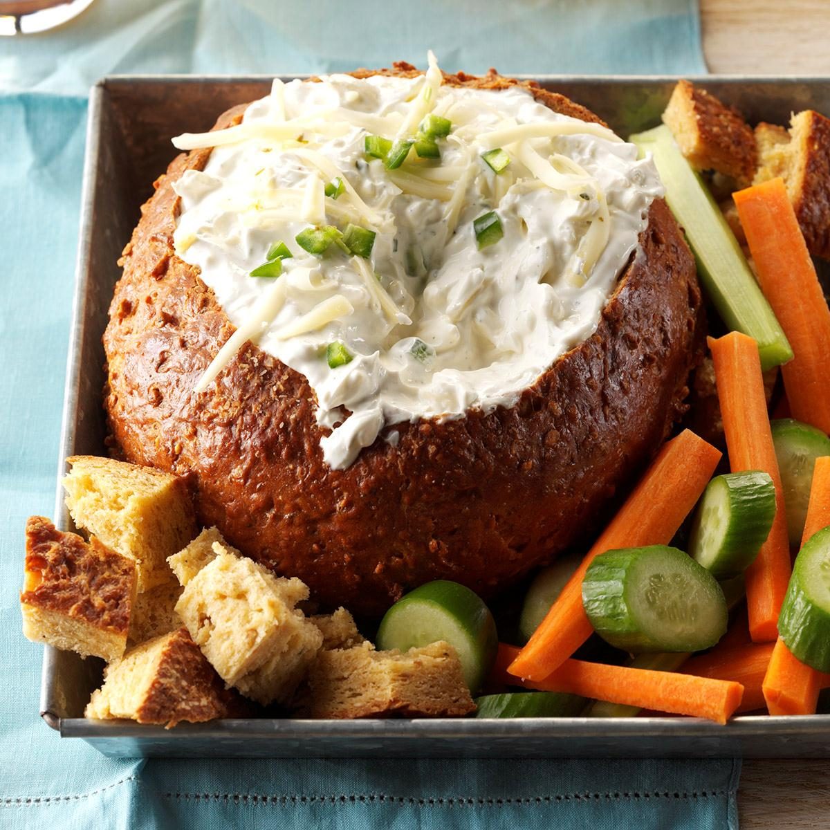 Pretzel Bread Bowl with Cheese Dip