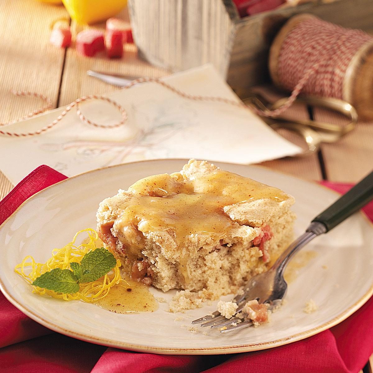 Rhubarb Cake with Lemon Sauce