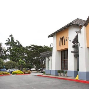 Outside of a Mc Donalds