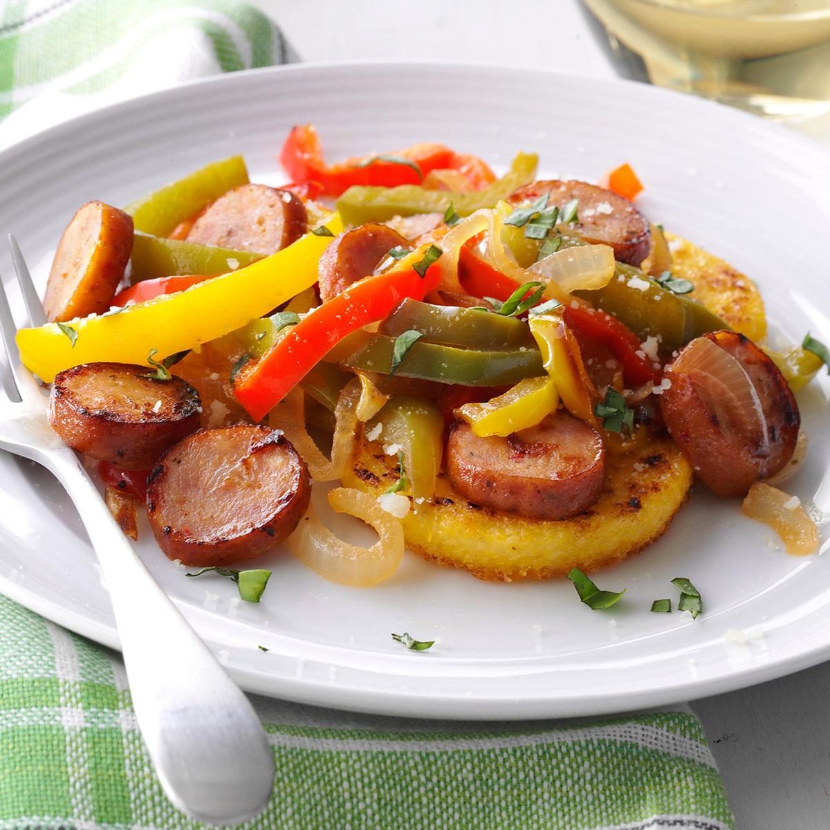 Chicken Sausages with Polenta