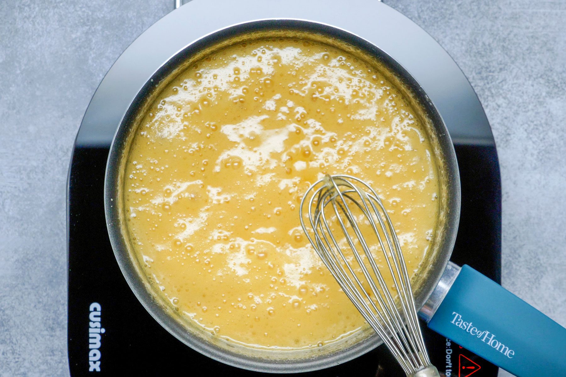 Batter is cooked in a saucepan to makeGerman Pancakes