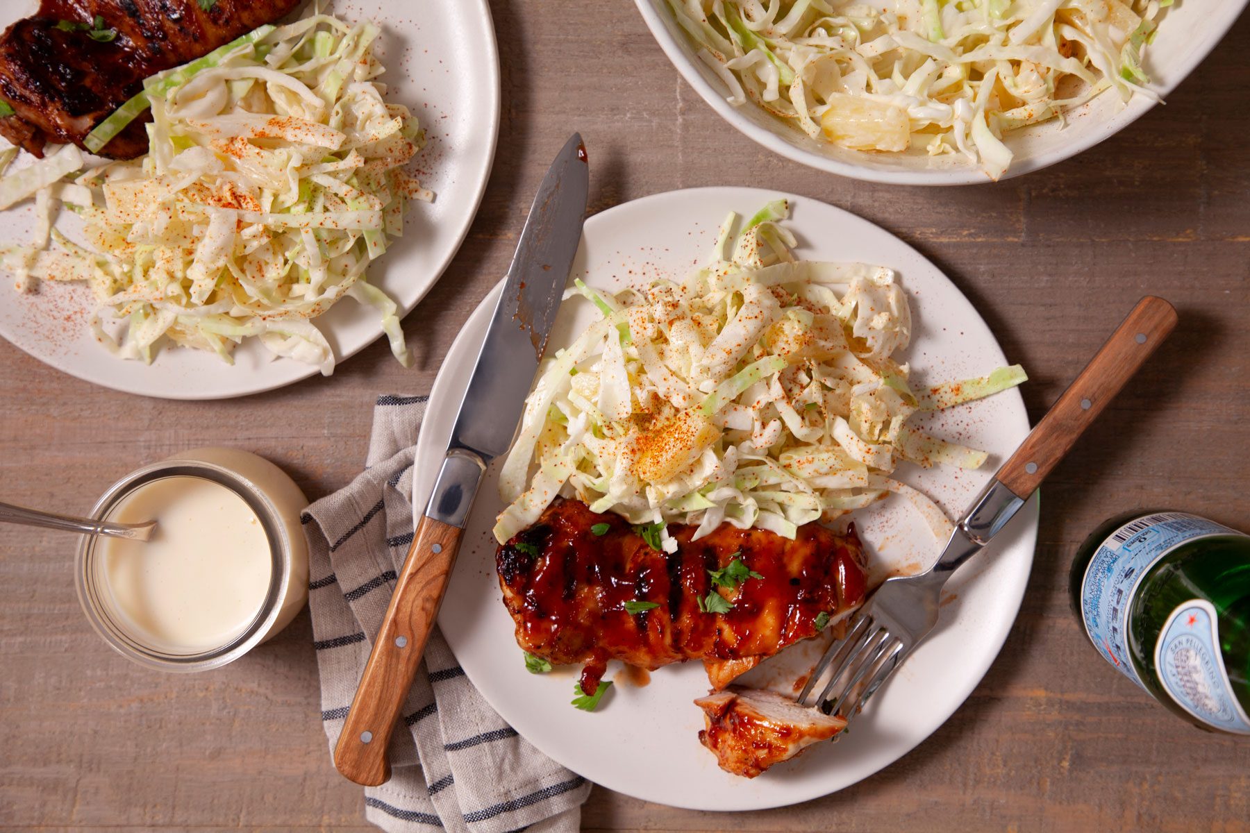  A Pineapple Coleslaw Dish on a Wooden Table