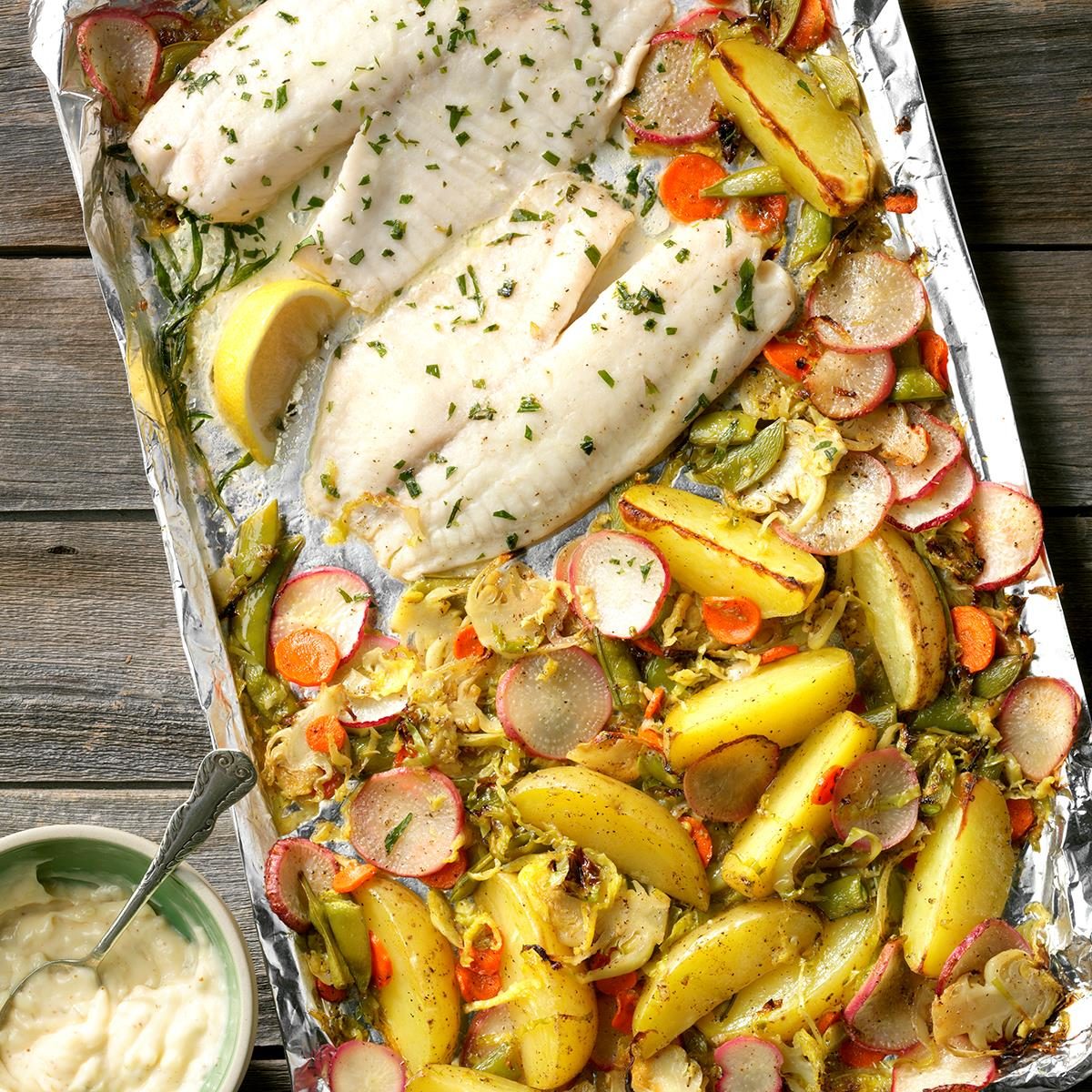 Sheet-Pan Tilapia and Vegetable Medley