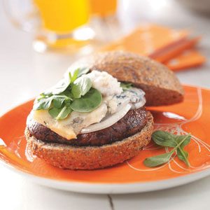 Portobello Burgers with Pear-Walnut Mayonnaise