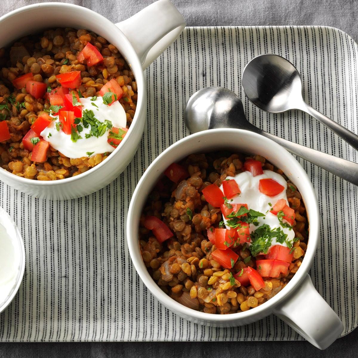tomato garlic lentils bowls
