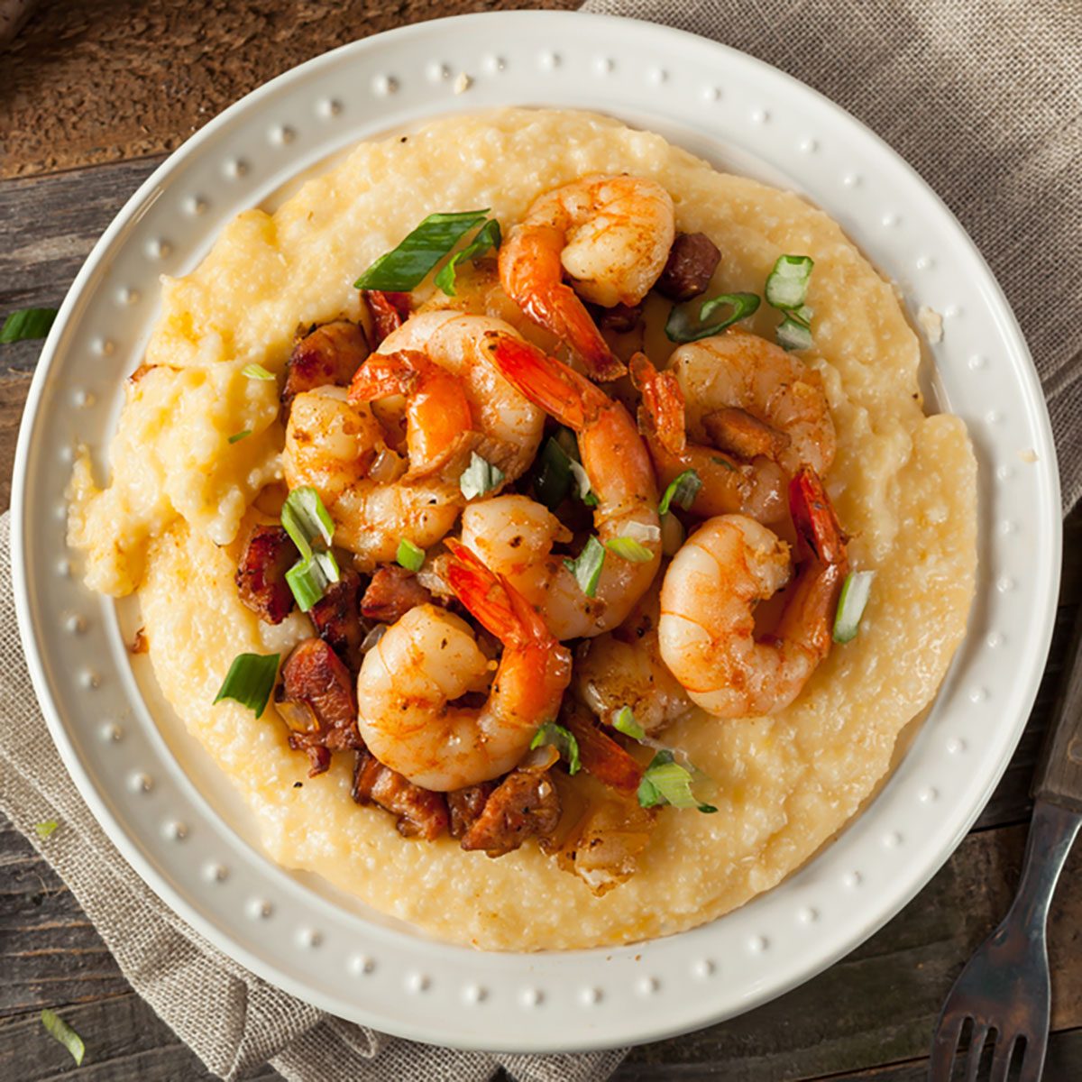 Homemade Shrimp and Grits with Pork and Cheddar