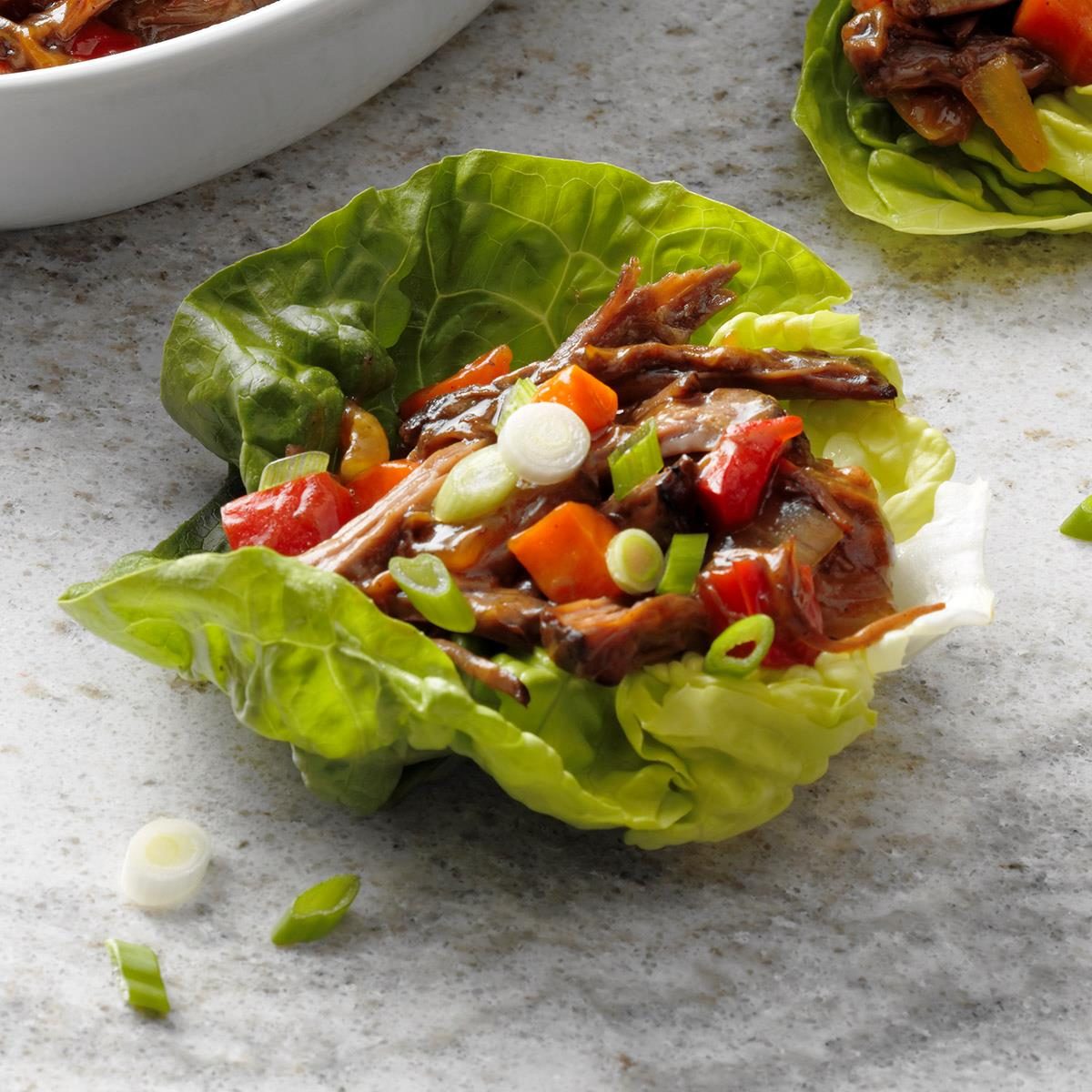 Slow-Cooker Shredded Beef Lettuce Cups