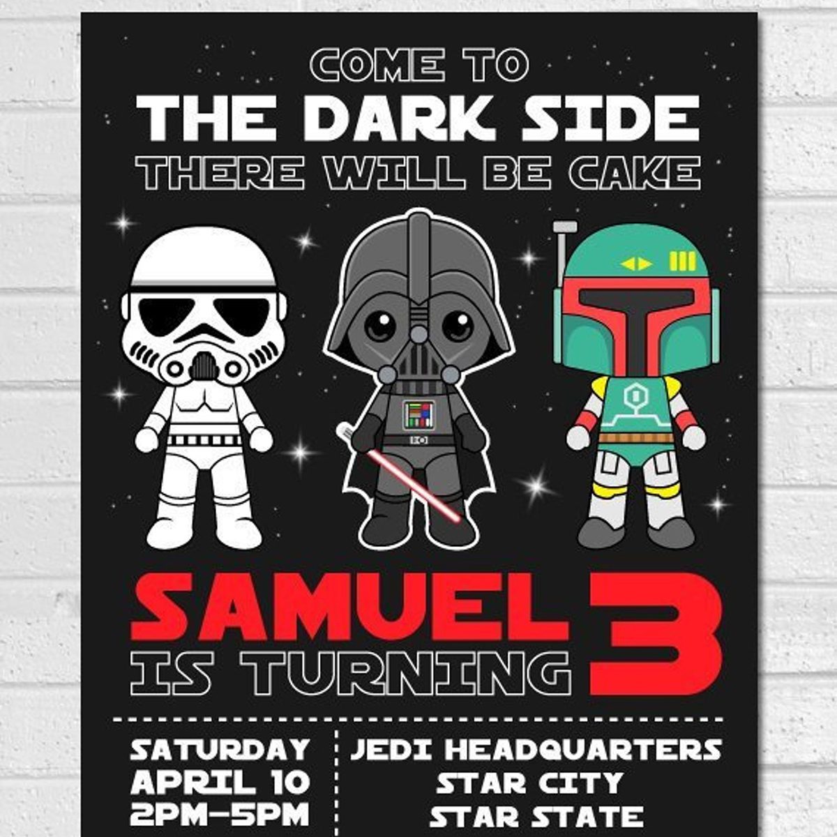 Star Wars Invitation, Star Wars Birthday, Star Wars, Star Wars Printable, Star Wars Card, Star Wars Invite Party, Darth Vader Invite