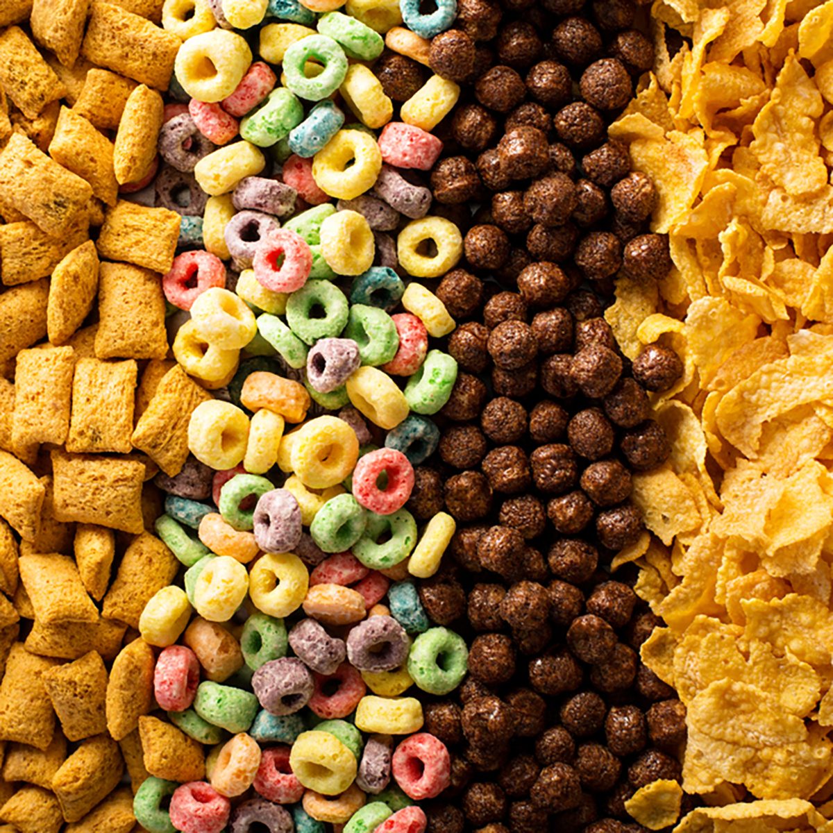 Variety of cold cereals, quick breakfast for kids