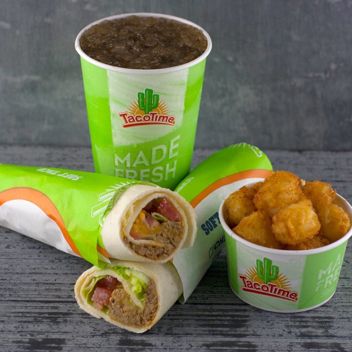TacoTime wraps and drink