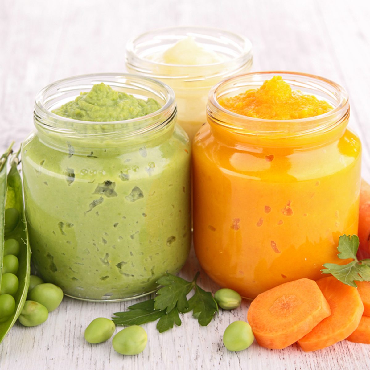 assortment of vegetable puree
