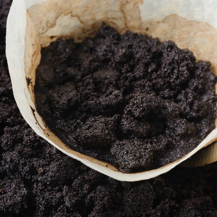 used white coffee filters with coffee ground