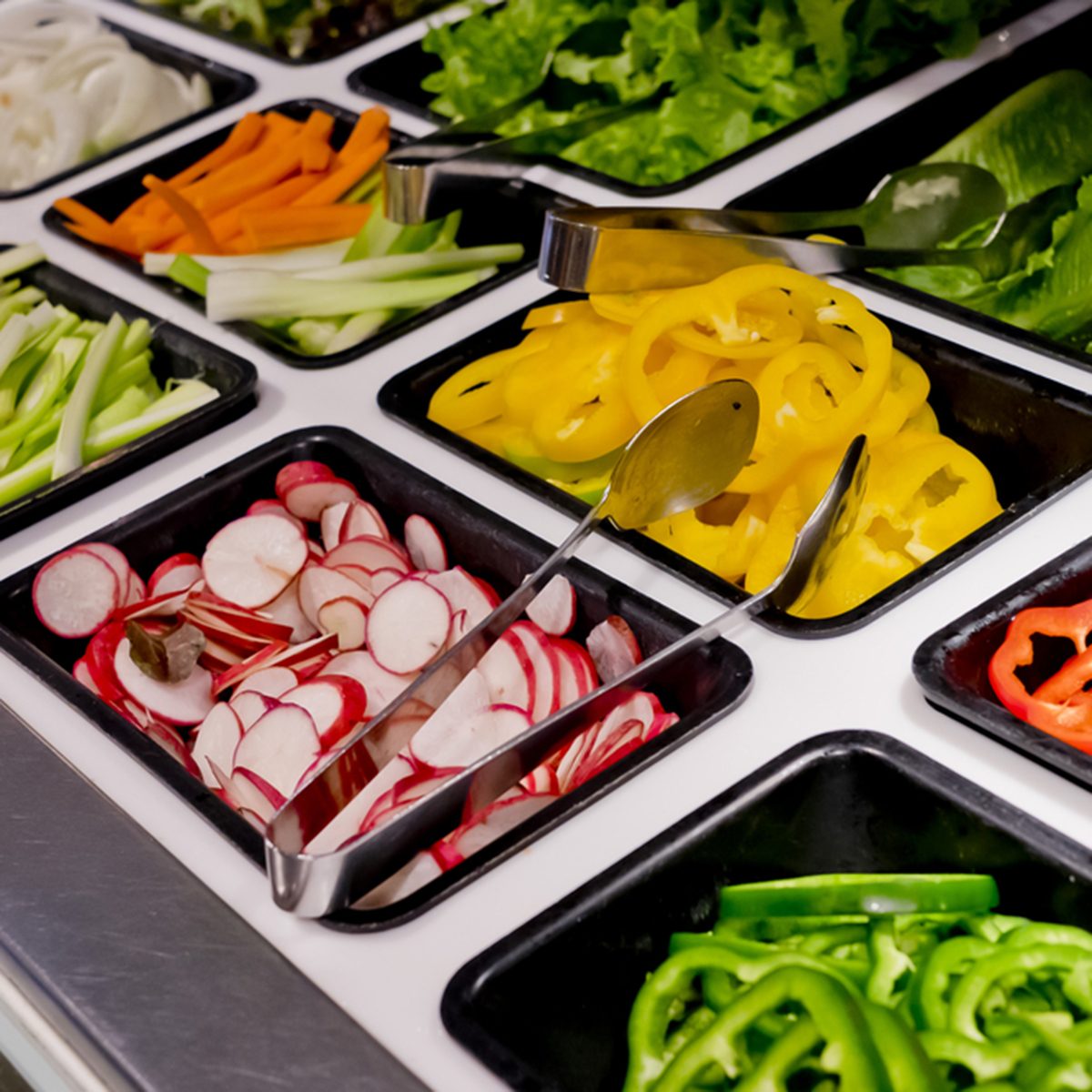 salad bar with vegetables in the restaurant