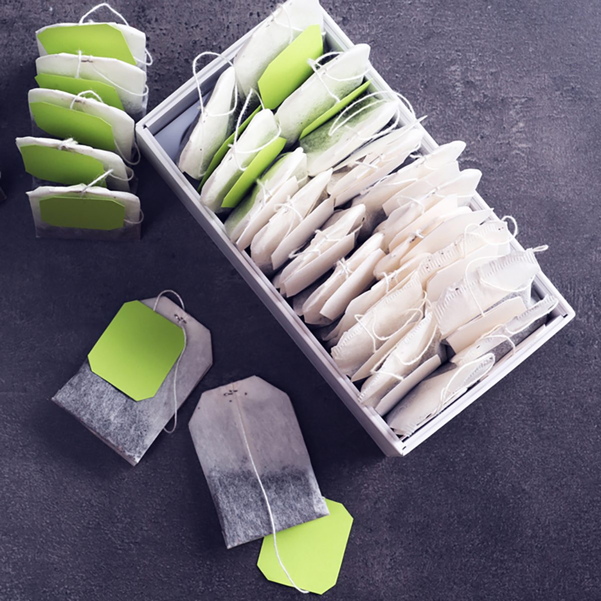 Tea bags in box