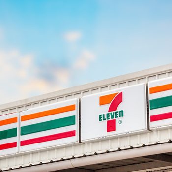 7/11 convenience store against cloud background