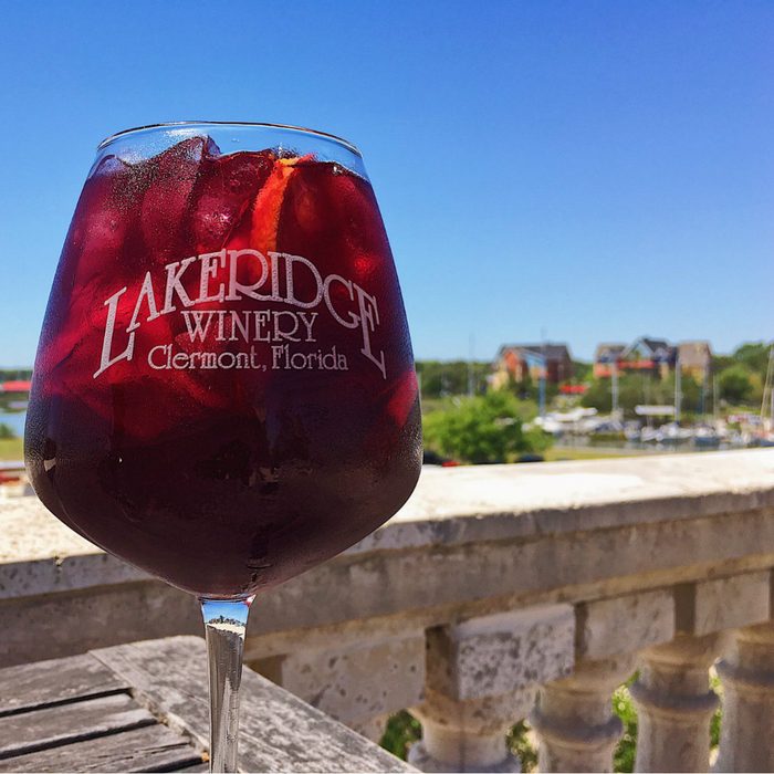 Close-up of a glass of wine at Lakeridge Winery