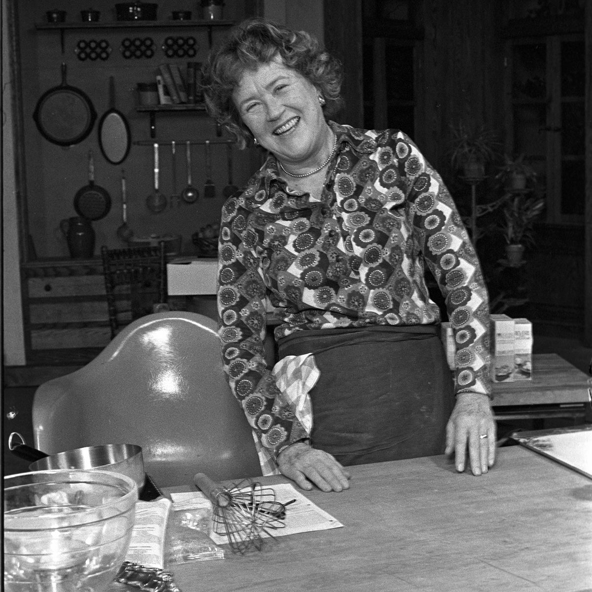 Julia Child on the set of her cooking show, 