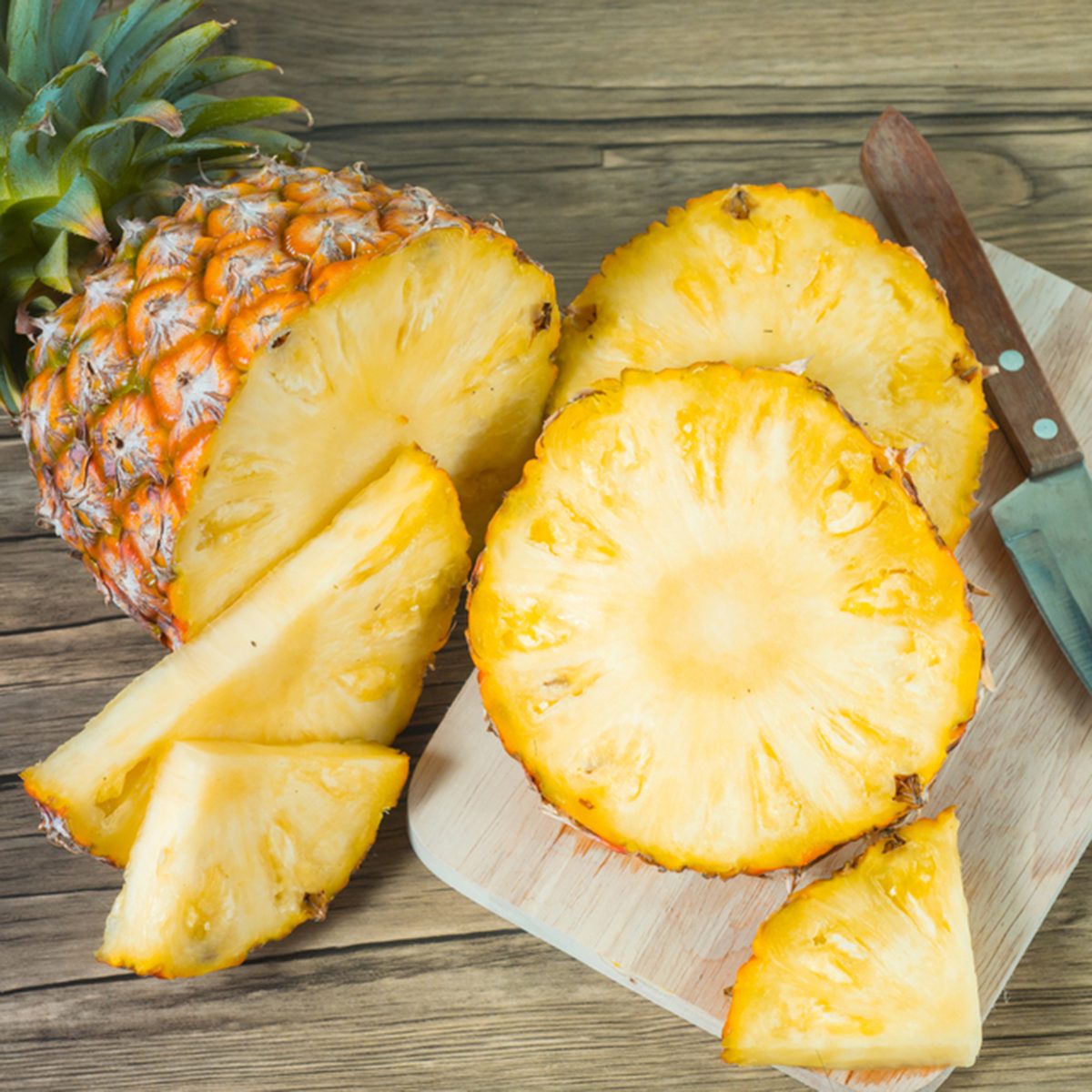 pineapple on the wood texture background