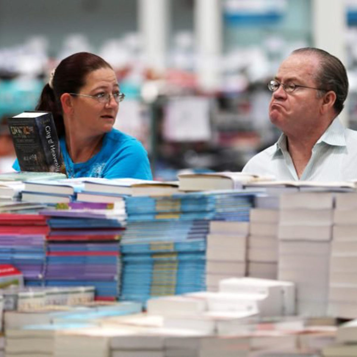 Shopping in a book store with a friend