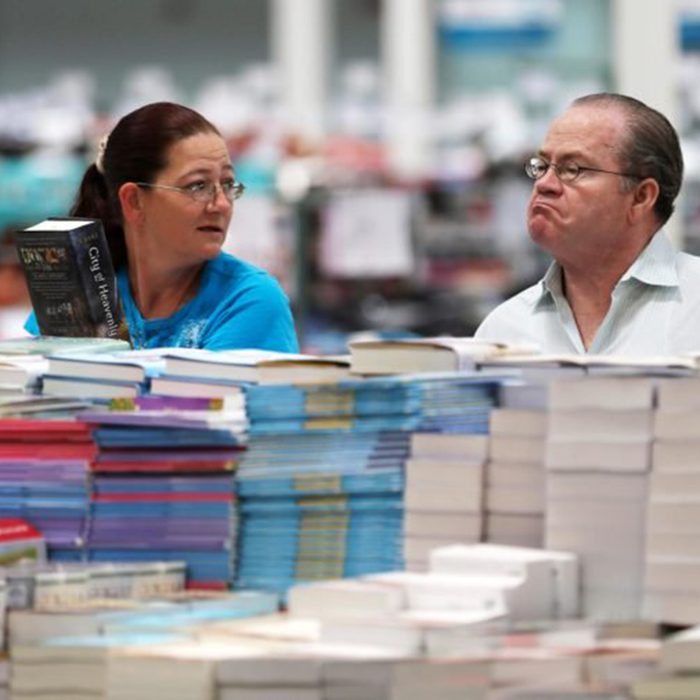 Shopping in a book store with a friend