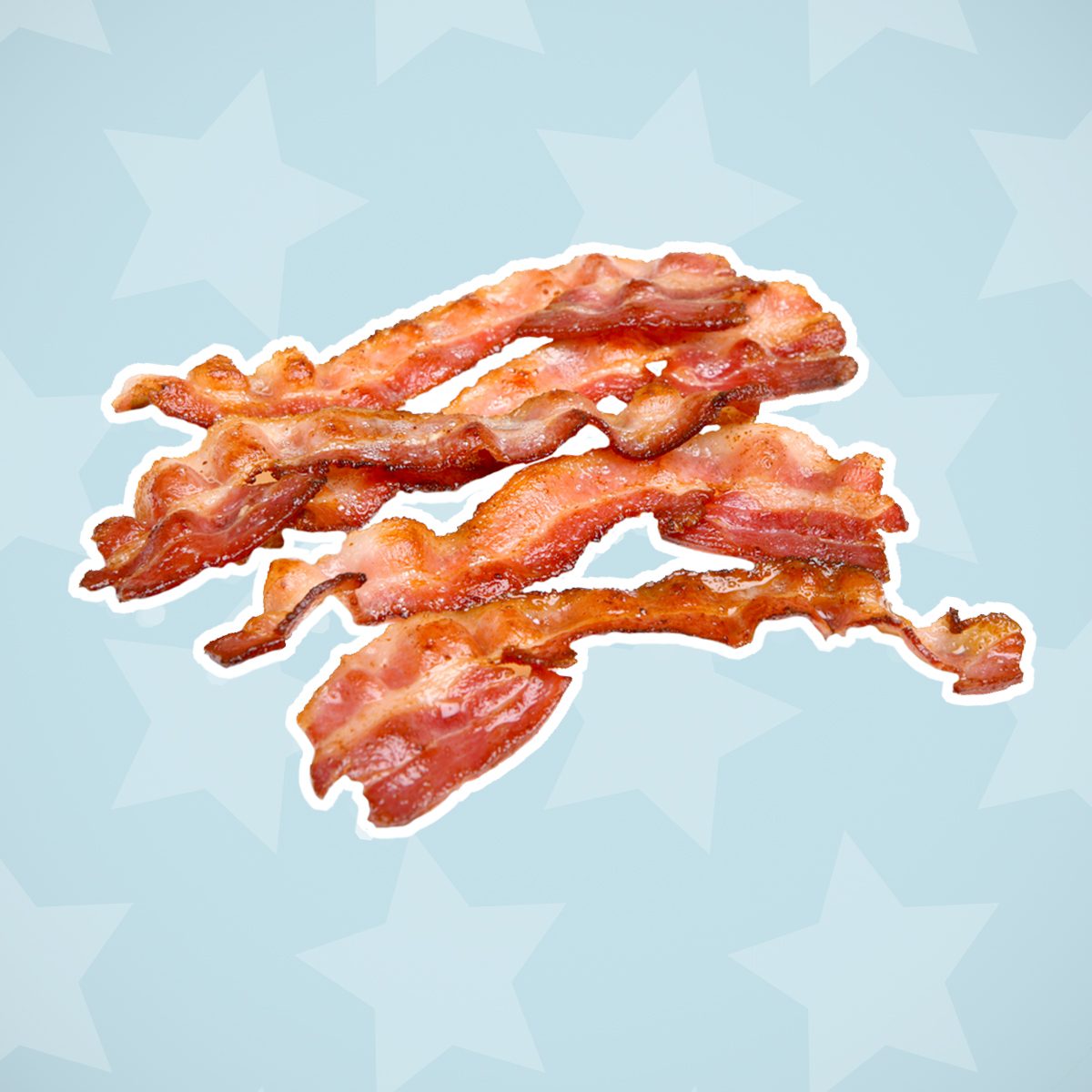 Cooked bacon rashers isolated on white.; Shutterstock ID 154756310; Job (TFH, TOH, RD, BNB, CWM, CM): TOH