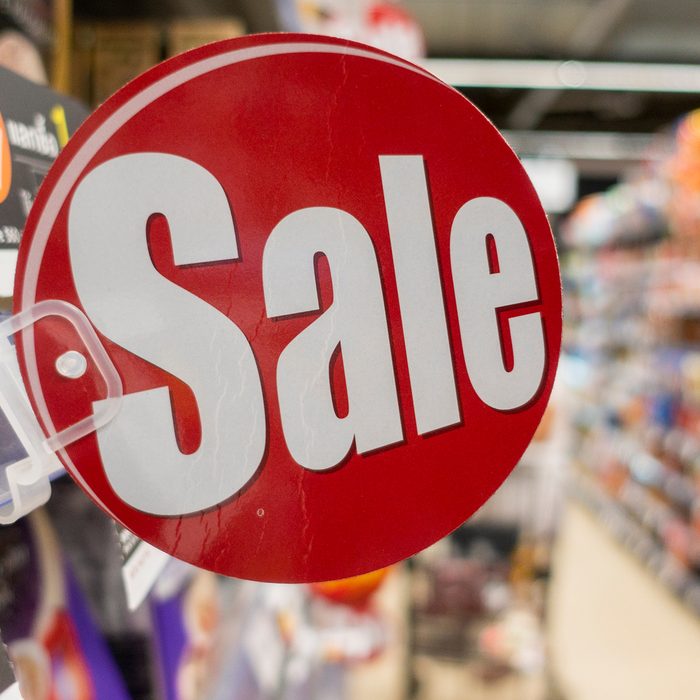 Discount sign in supermarket ; Shutterstock ID 1155137743