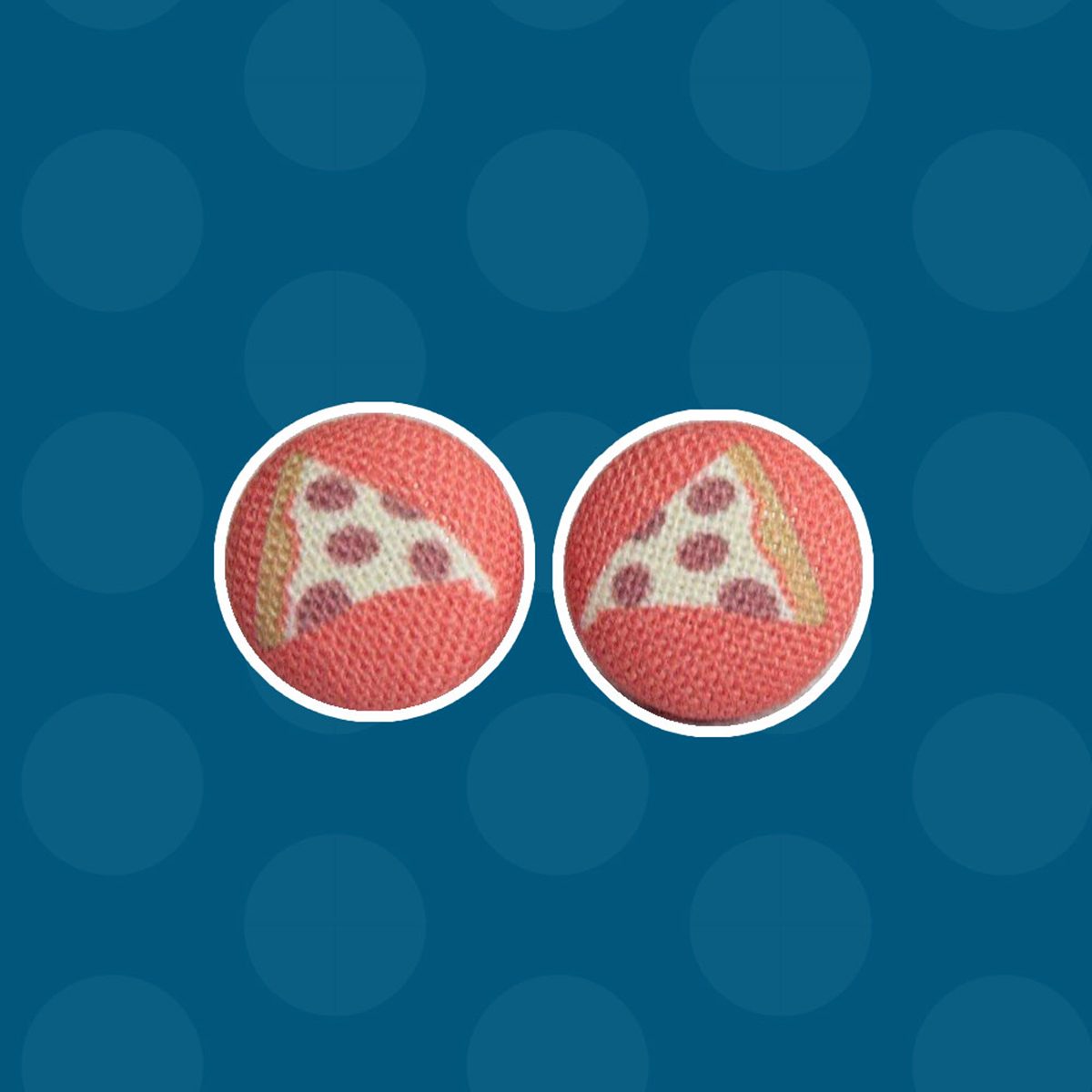 Pizza Fabric Button Earrings