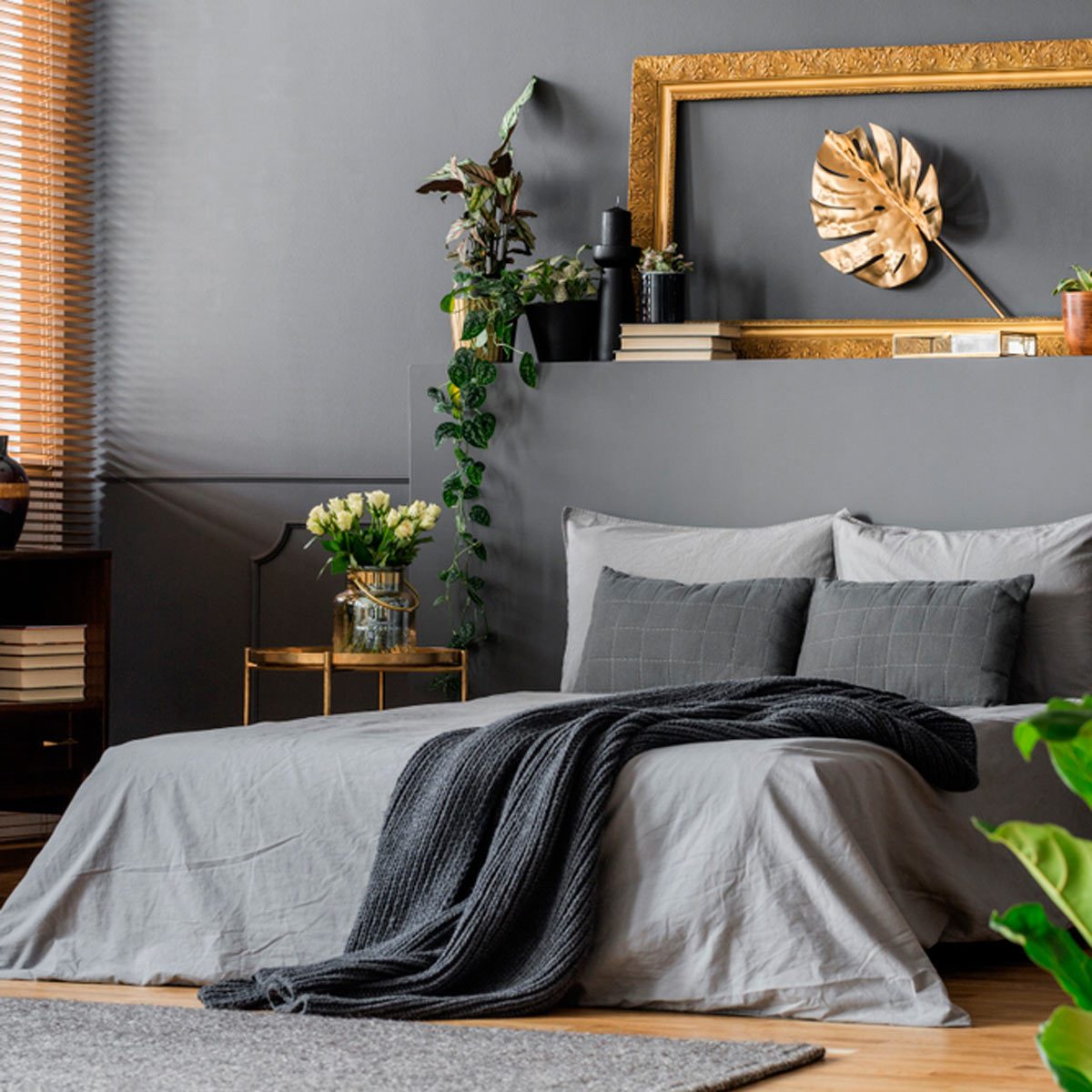 Gold accessories in a room