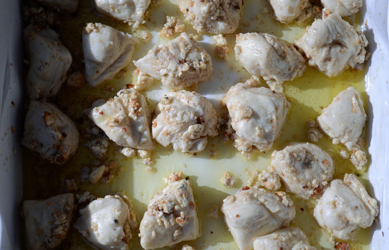 Biscuits in melted cheese and butter