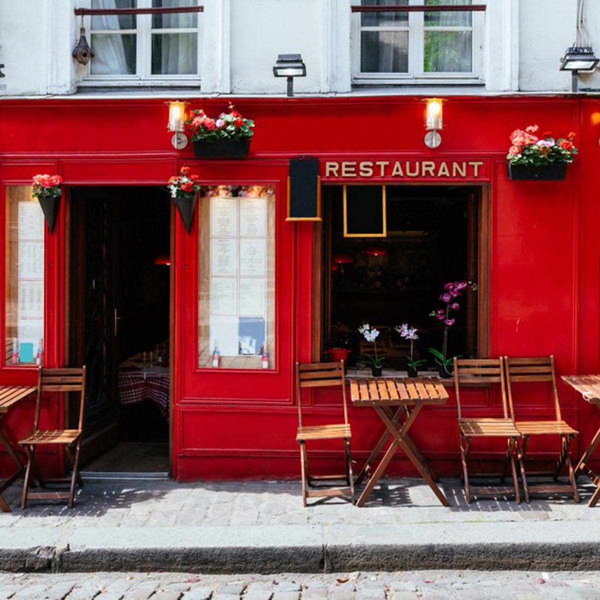 Bright red restaurant