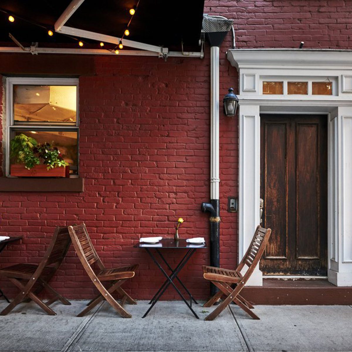 Empty restaurant patio