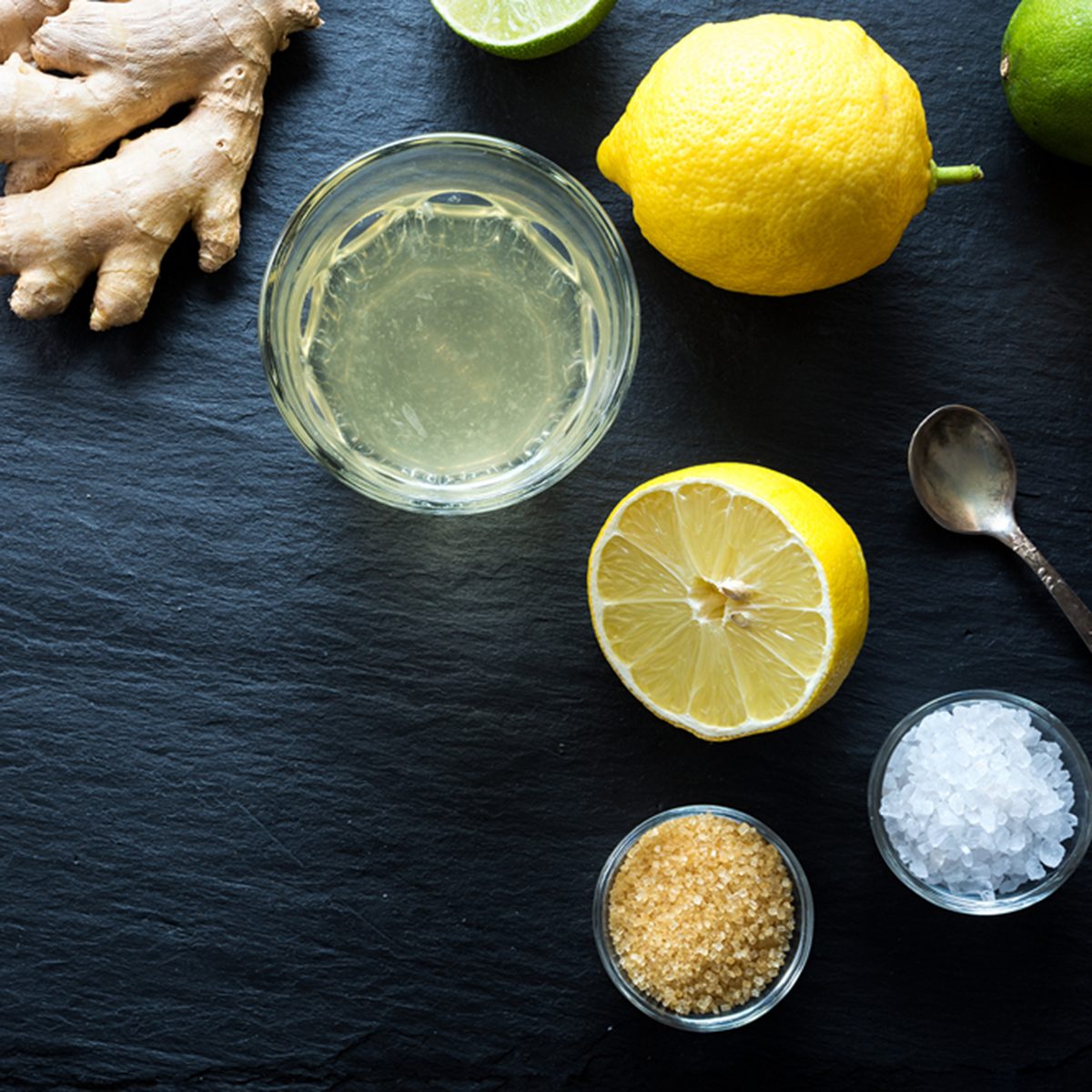 Natural isotonic drink lemonade with salt and ginger.
