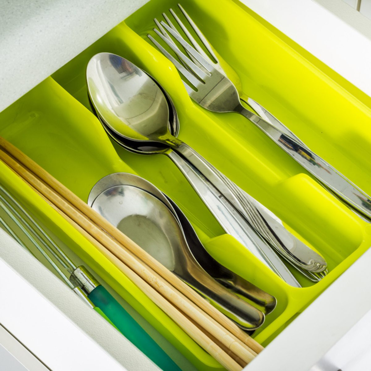 silverware in tray
