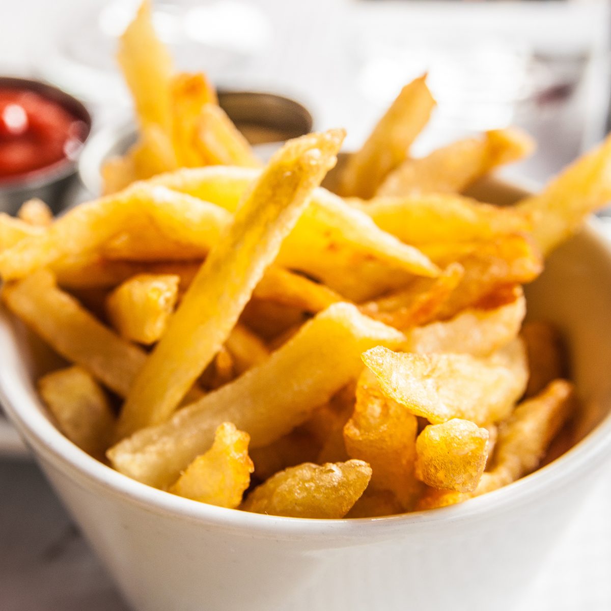 Golden French fries potatoes ready to be eaten