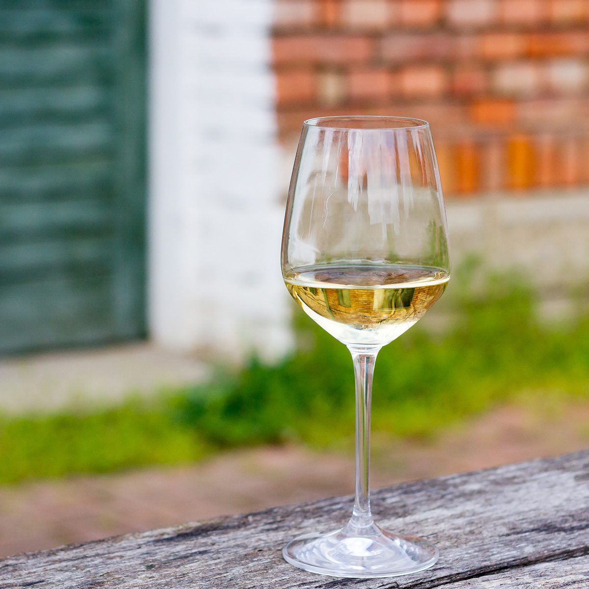 Image of a wine glass with 2014 Riesling in it.