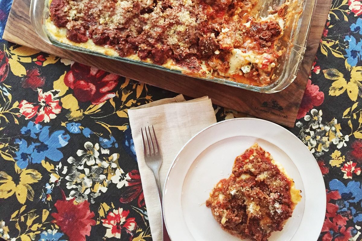 Slice of Pioneer Woman Ree Drummond Lasagna