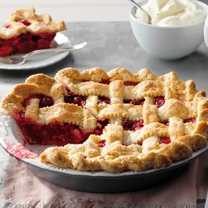 fruit pie with a lattice crust on top