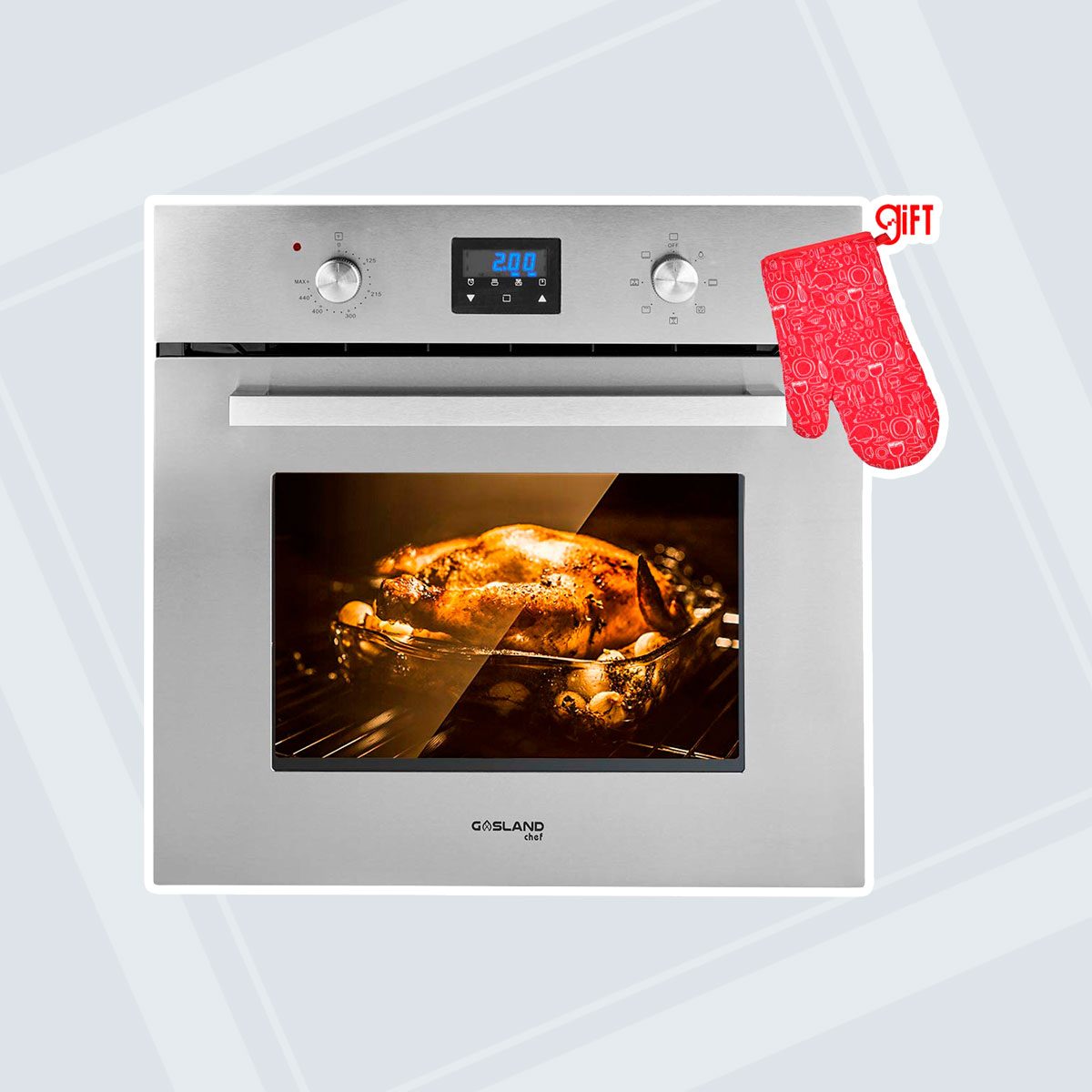 Oven + red oven mitt