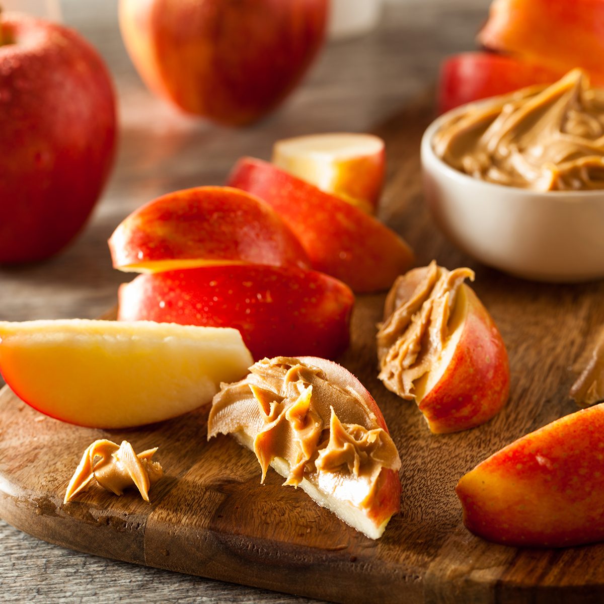 Organic Apples and Peanut Butter to Snack on