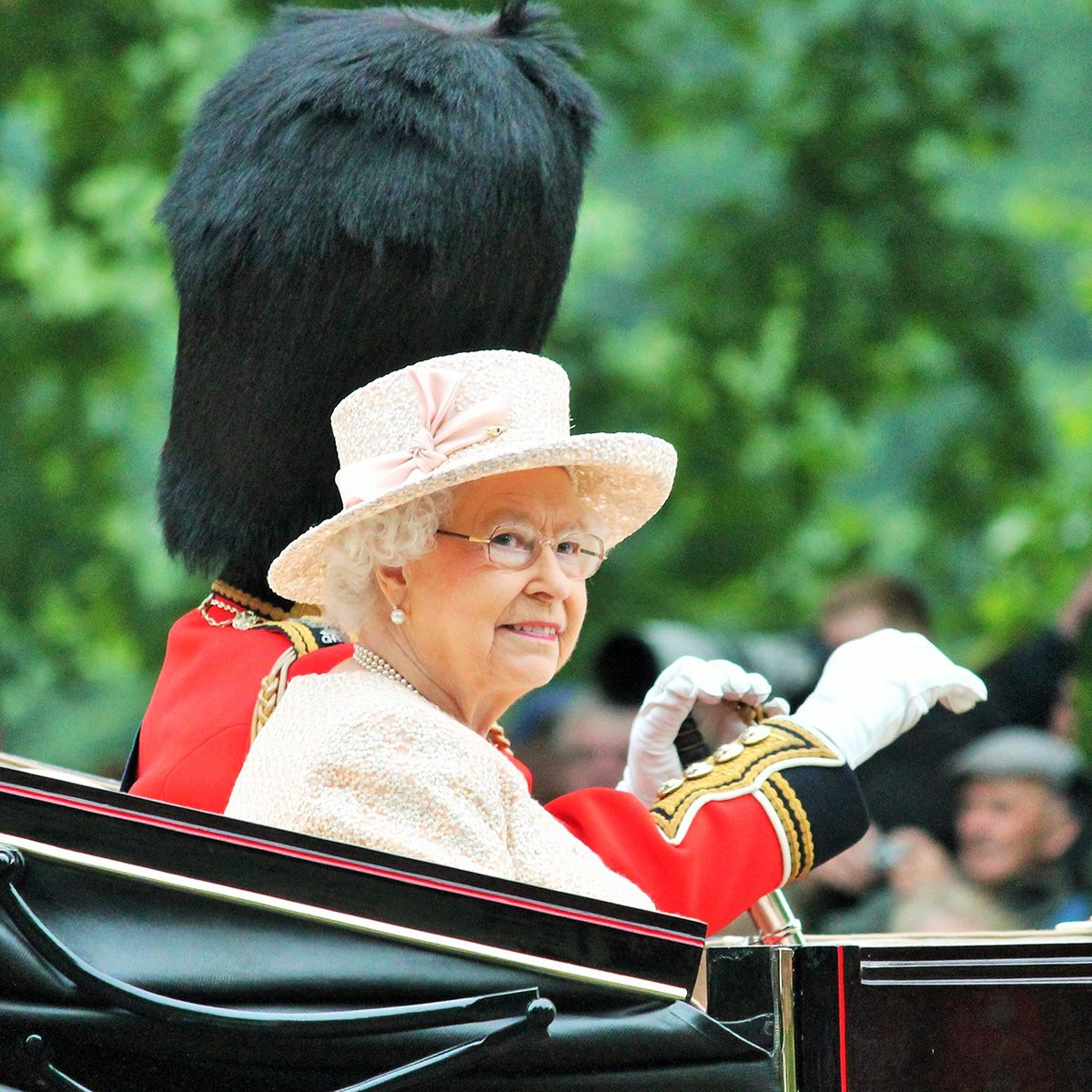 Queen Elizabeth II and Duke of Edinburgh Trooping The Colour at Horse Guards Parade, during Trooping the Colour ceremony, on June 13, 2015 in London, England, UK