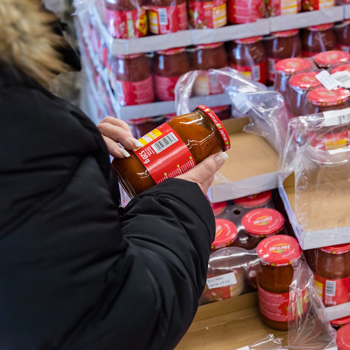 LEIPZIG, GERMANY - JANUARY 31: Tin cans with bolognese sauce at the newly-opened Mere branch store of Russian chain Torgservis on January 31, 2019 in Leipzig, Germany. Torgservis, a medium-sized operator of grocery stores across Russia, is seeking to break into the German market with its Mere brand. The no frills store offers products mostly from Poland and the Czech Republic priced to undercut German chains like Lidl and Aldi. The store in Leipzig is Torgservis