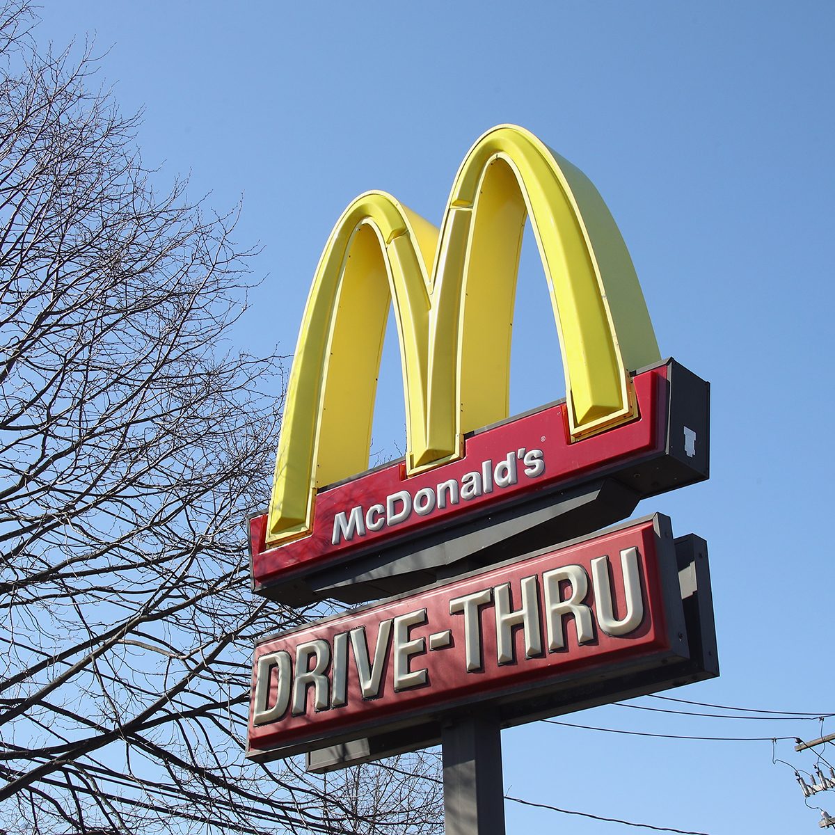 PLAINVIEW, NEW YORK - MARCH 18: An image of the sign for a McDonald