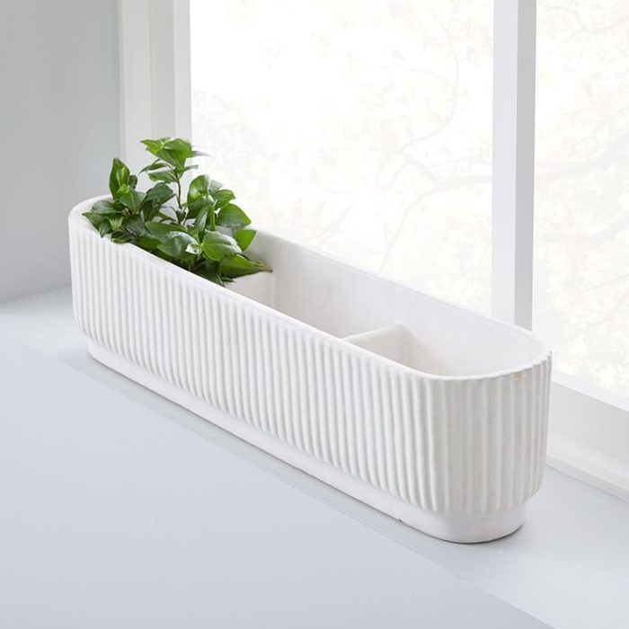 Fluted Windowsill Planter - White