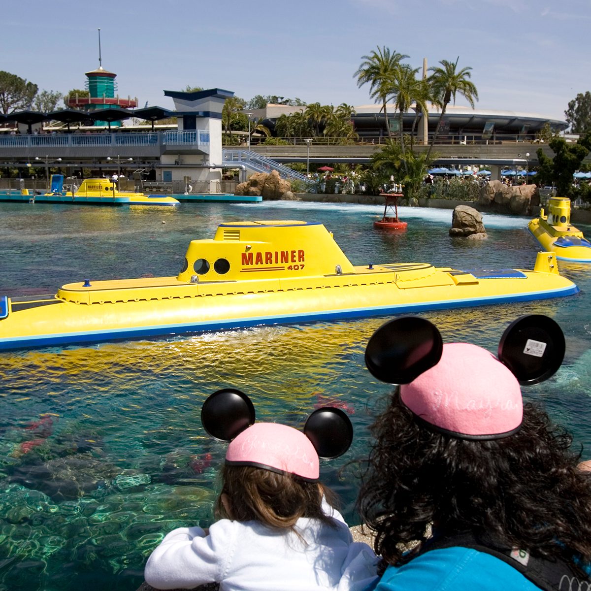 (Anaheim)  After being closed for nine years, the Disneyland submarines finally get a return voyage. With a new coating of exterior paint the attraction is now known at the Finding Nemo Submarine Voyage. The submarines are also environmentally friendly with new electric motors, replacing the old diesel engines. The view of the submarine lagoon you see the submarine port and the Monorail platform PHOTOGRAPHED TUESDAY JUNE 5, 2007 (Photo by Don Kelsen/Los Angeles Times via Getty Images)
