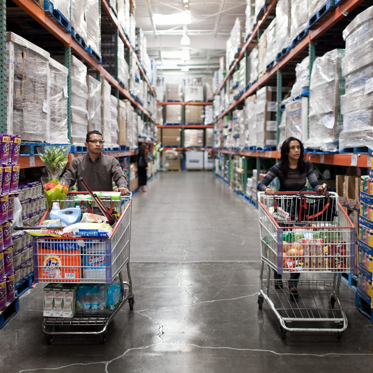 People pushing carts at Costco