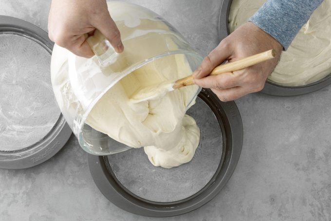 Best Vanilla Cake; Overhead Camera Angle; Steel Surface; How To; Step 7