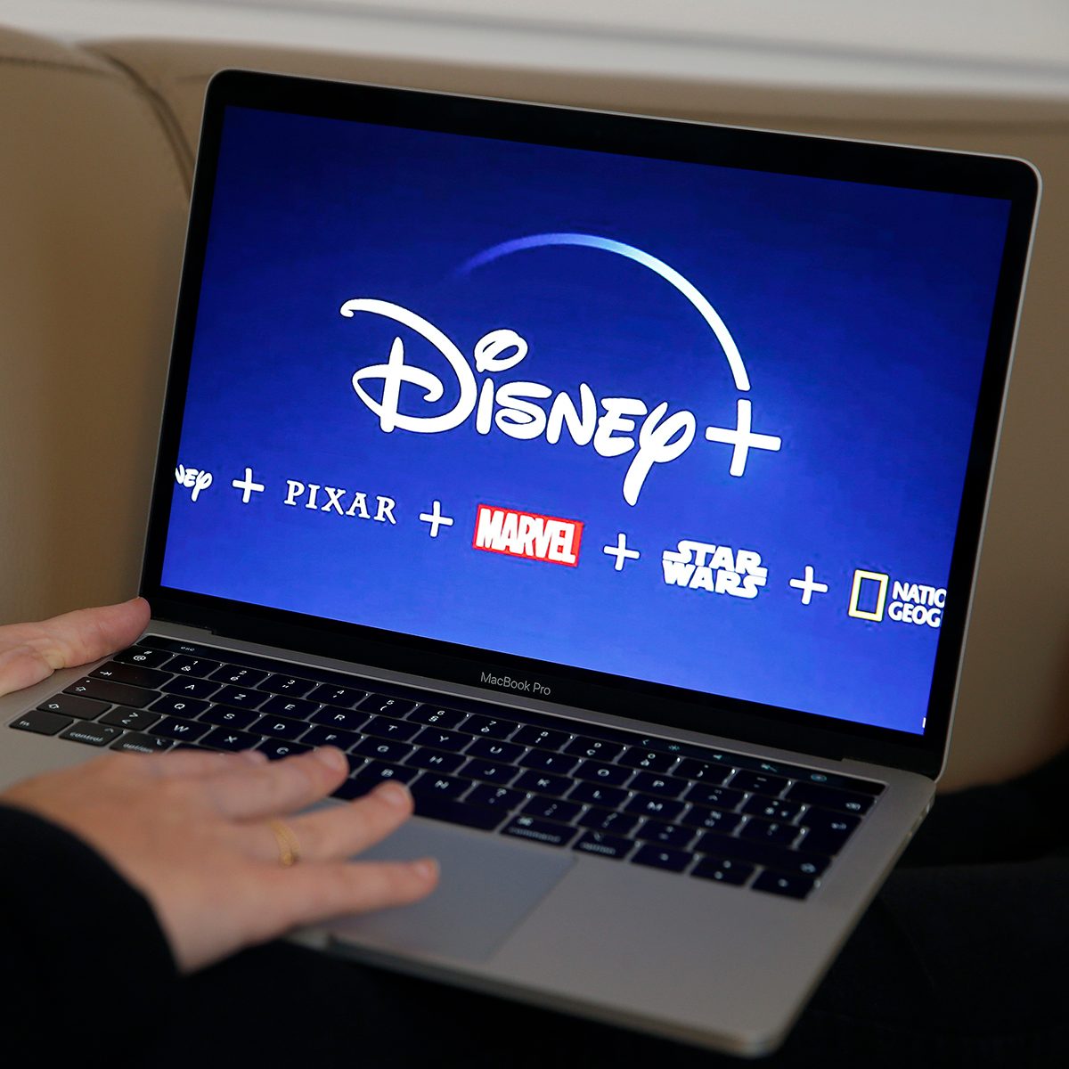 PARIS, FRANCE - NOVEMBER 08: In this photo illustration, the Disney + logo is displayed on the screen of an Apple MacBook Pro computer on November 08, 2019 in Paris, France. The Walt Disney Company will launch its streaming service (Svod) Disney plus in the United States on November 12, 2019, for Europe, it will be necessary to wait until the beginning of the year 2020. (Photo by Chesnot/Getty Images)