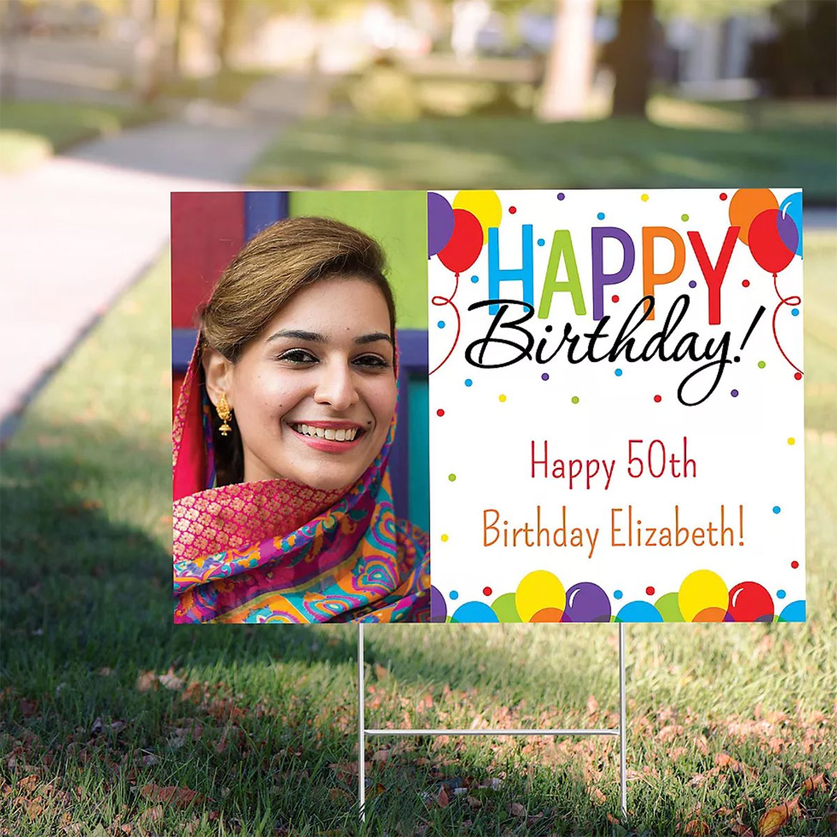 Custom Rainbow Balloon Bash Photo Yard Sign