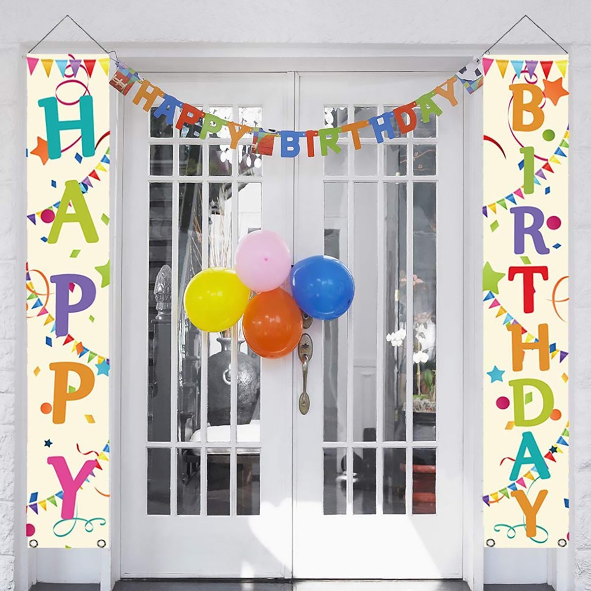 partyGO Colorful Happy Birthday Porch Sign, Banner Decorations for Colorful Birthday Party Supplies